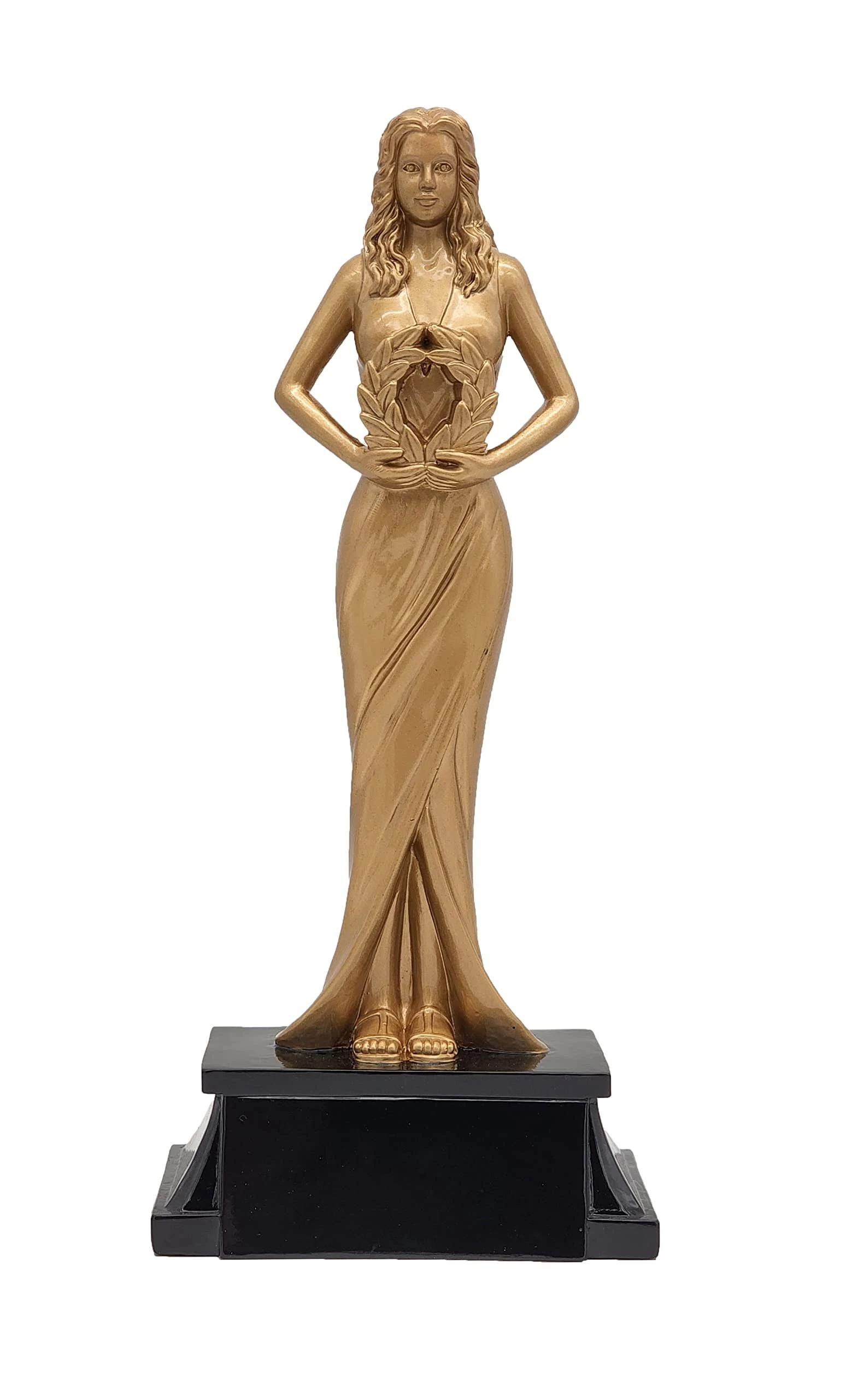 Decade Awards Female Achievement Trophy - 8 Inch Tall | Golden Goddess Award | Celebrate Her Success, Triumph and Victory in All Endeavors - Engraved Plate on Request