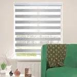 SHADESU Window Shades Dual Layer Zebra Roller Sheer Blind Light Filtering Window Treatments Privacy Light Control for Day and Night(Maxium Height 72inch) (Grey Color) (Width 26inch)