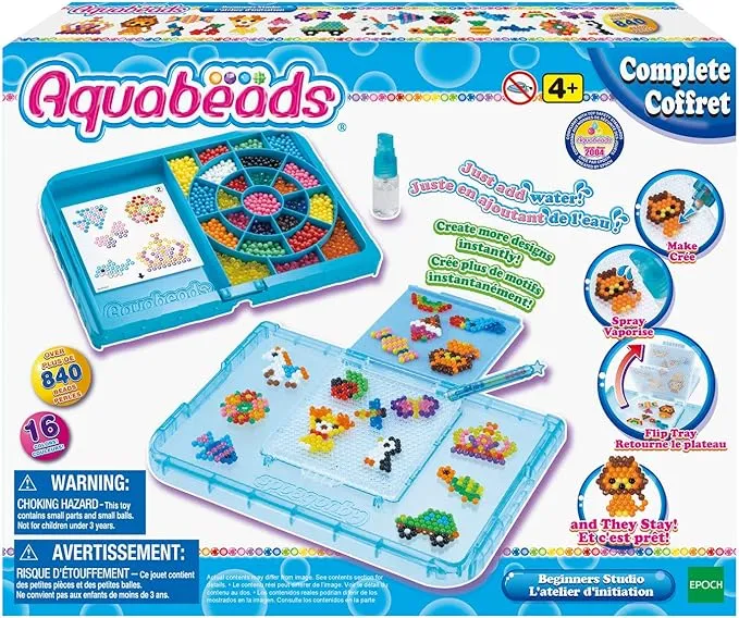 Aquabeads Beginners Studio Complete Arts & Crafts Bead Kit, Includes Over 840 Beads, Ages 4 and Up, Multi