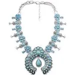 Bohemian Turquoise Statement Necklace Flower Pendant Necklace   European & American Fashion Brand, Alloy Material  From Yangchenwang, $10.94 | DHgate.Com