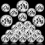 Calluace 50 Pcs Mirror Disco Balls Ornaments,Reflective Mini Disco Ball Decorations,Silver Mini Disco Balls,Disco Ball Ornament for Festive Holiday