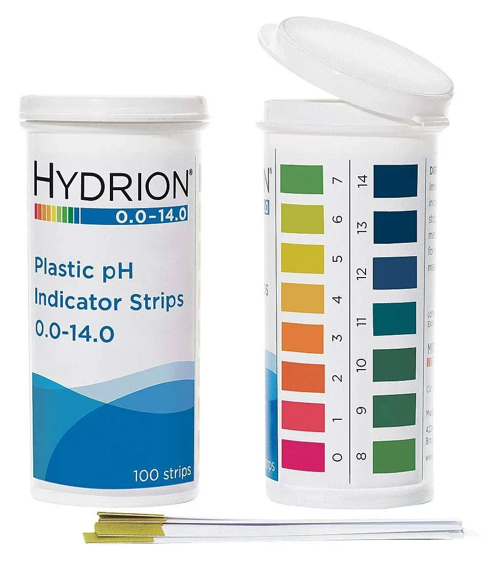 Hydrion PH Test Strips,2 3/4in L,0-14 pH,PK100 9800