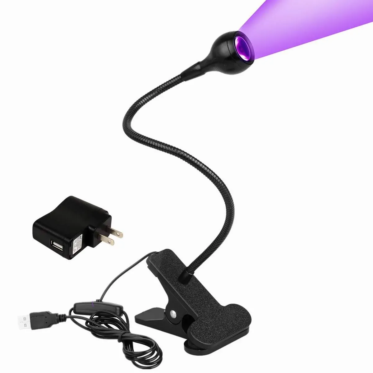 Ulikeled 3W 395NM LED Black Light Flexible Gooseneck UV Blacklight for Satin Detection