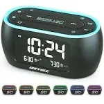  Glow Small Alarm Clock Radio for Bedrooms with 7 Color Night Light, Dual 