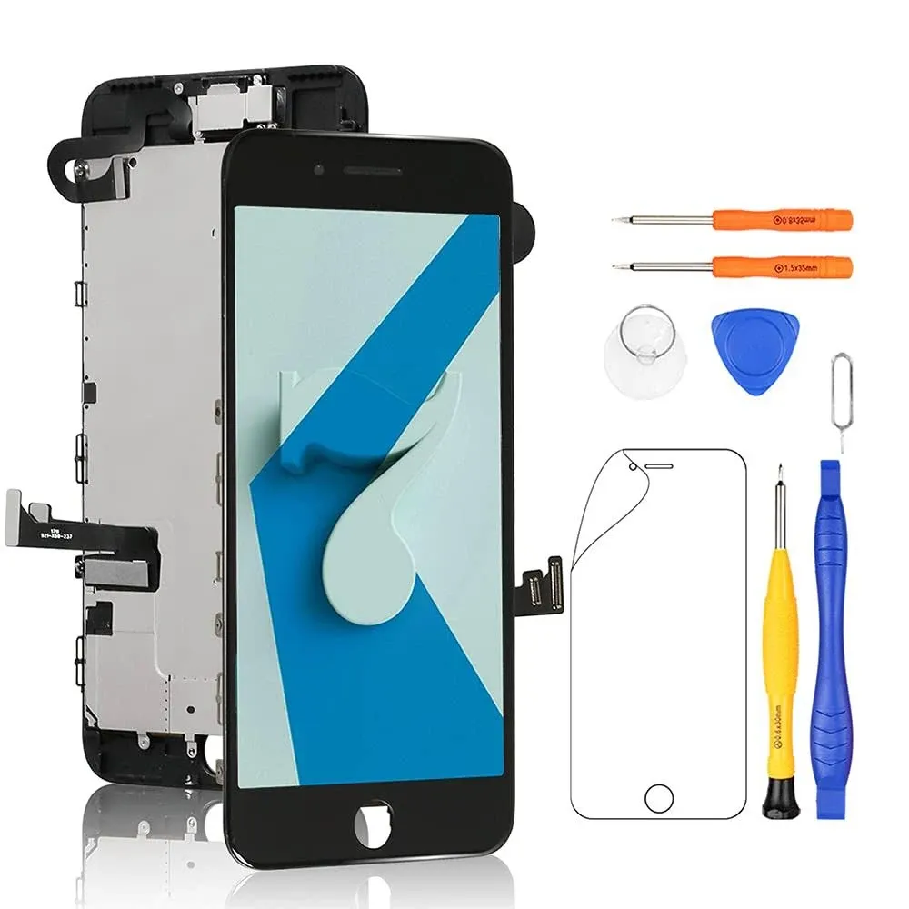 Yodoit for iPhone 7 Screen Replacement Black with Front Camera, Earpiece Speaker ...