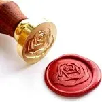 Elegant Rose Wax Seal Stamp with Rosewood Handle, Decorating on Invitation Envelope Sealer Letter Poster Card Snail Mail Packings for Birthday Themed Party Wedding Signature