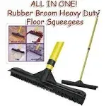 KL All in One! Rubber Broom - Heavy Duty Floor Squeegees, Sweeps & Scrubs w/Telescoping Handle