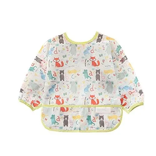 Haimoburg 3Pcs Baby Bibs with Sleeves Long Sleeved Waterproof Bibs Baby Smock...