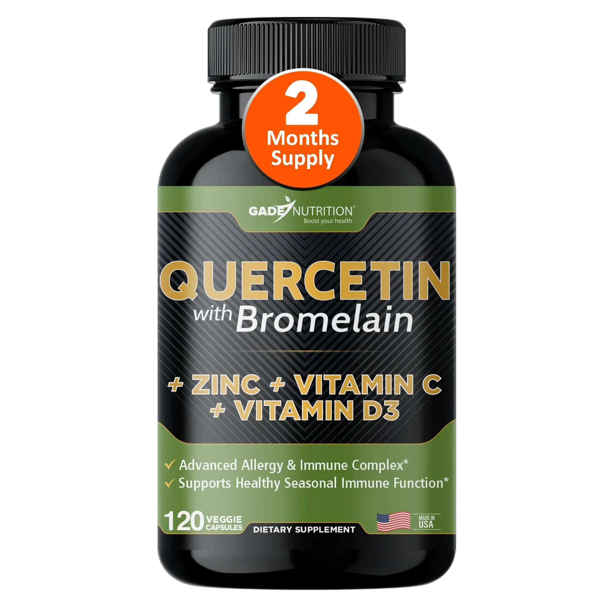 Quercetin with Bromelain + Vitamin C, D3 and Zinc