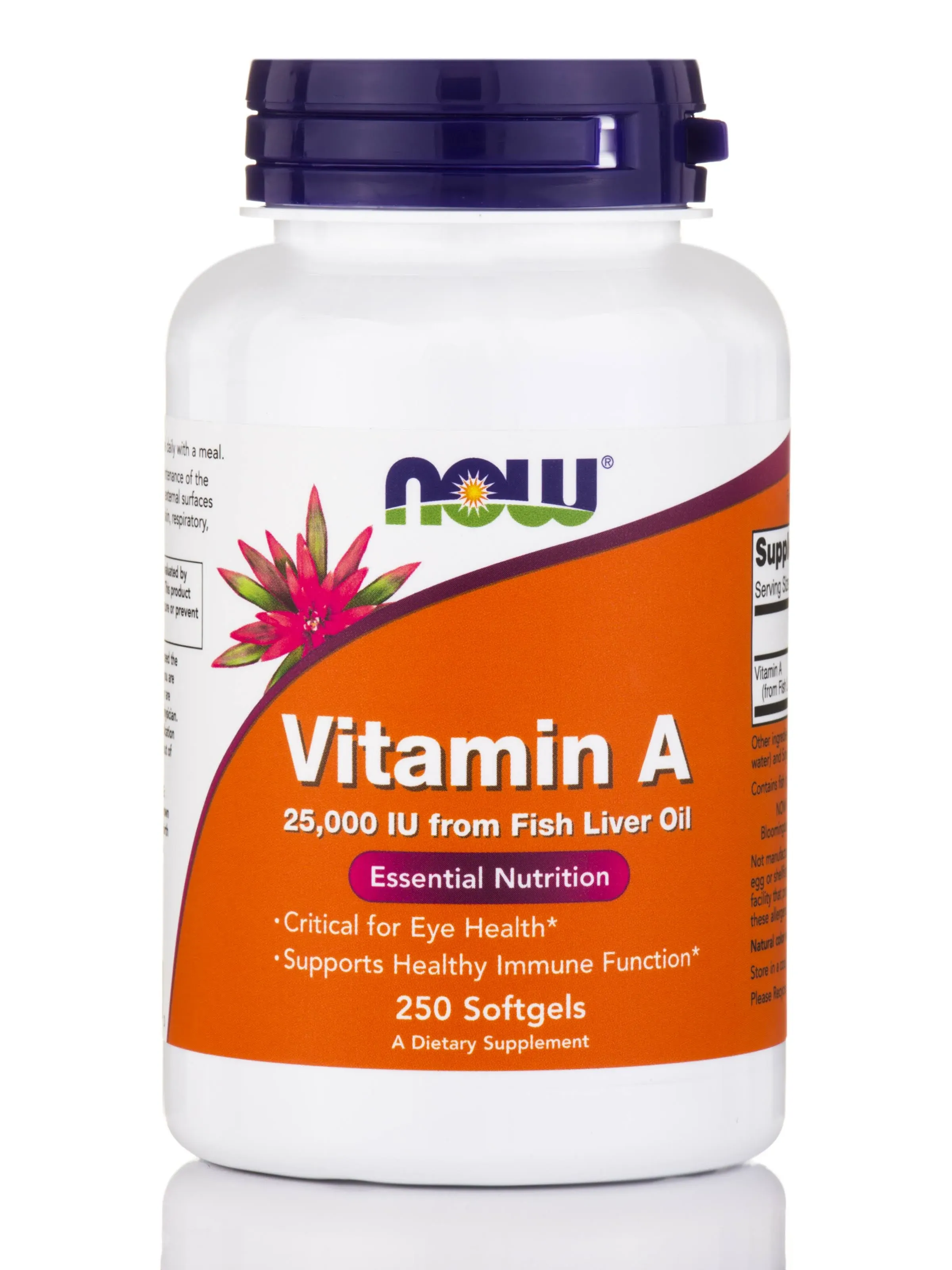 NOW Foods, Vitamin A 7500mcg 25,000 IU Dietary Supplements 250 Softgels