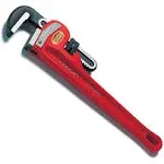 RIDGID 31030 Heavy-Duty Straight Pipe Wrench, 24" Sturdy Plumbing Wrench with Self Cleaning Threads and Hook Jaws, Red