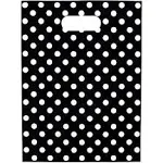 100 Black Polka Dots Bags for Small Business 1.5Mil 9"x12" Merchandise Bags Extra Thick Glossy Thank You Bags and Retail Bags Plastic Bags with Die Cut Handles Black Polka Dots Bags