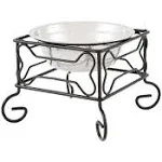 Yml 5-Inch Wrought Iron Stand with Single Stainless Steel Feeder Bowl