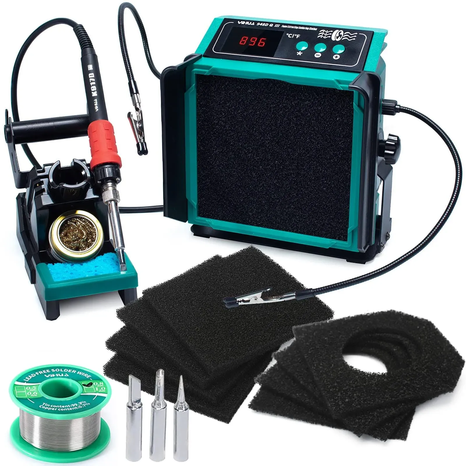 YIHUA 948DQ-III 2-IN-1 Solder Fume Extractor Fan 110W Soldering Station Kit S...