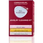 CONNOISSEURS All-Purpose Jewelry Cleaning Kit, Liquid Solution & Silver & Gold Jewelry Polishing Cloths, 8 Ounce