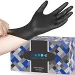 Hand-E Touch Black Nitrile Medical Gloves Disposable [Extra Thick 5 mil] Medium - 200 Count - Surgical Gloves Latex Free, Powder Free Medical Exam