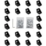 20pcs Black 2020 Series 1720 Aluminum Profile Corner Bracket with 40pcs M5 T ...