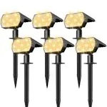 NYMPHY Solar Lights Outdoor Waterproof IP68, 56 LED 3 Lighting Modes Solar Powered Garden Yard Spot Solar Lights for Outside Landscape- 6 Pack (Warm White)