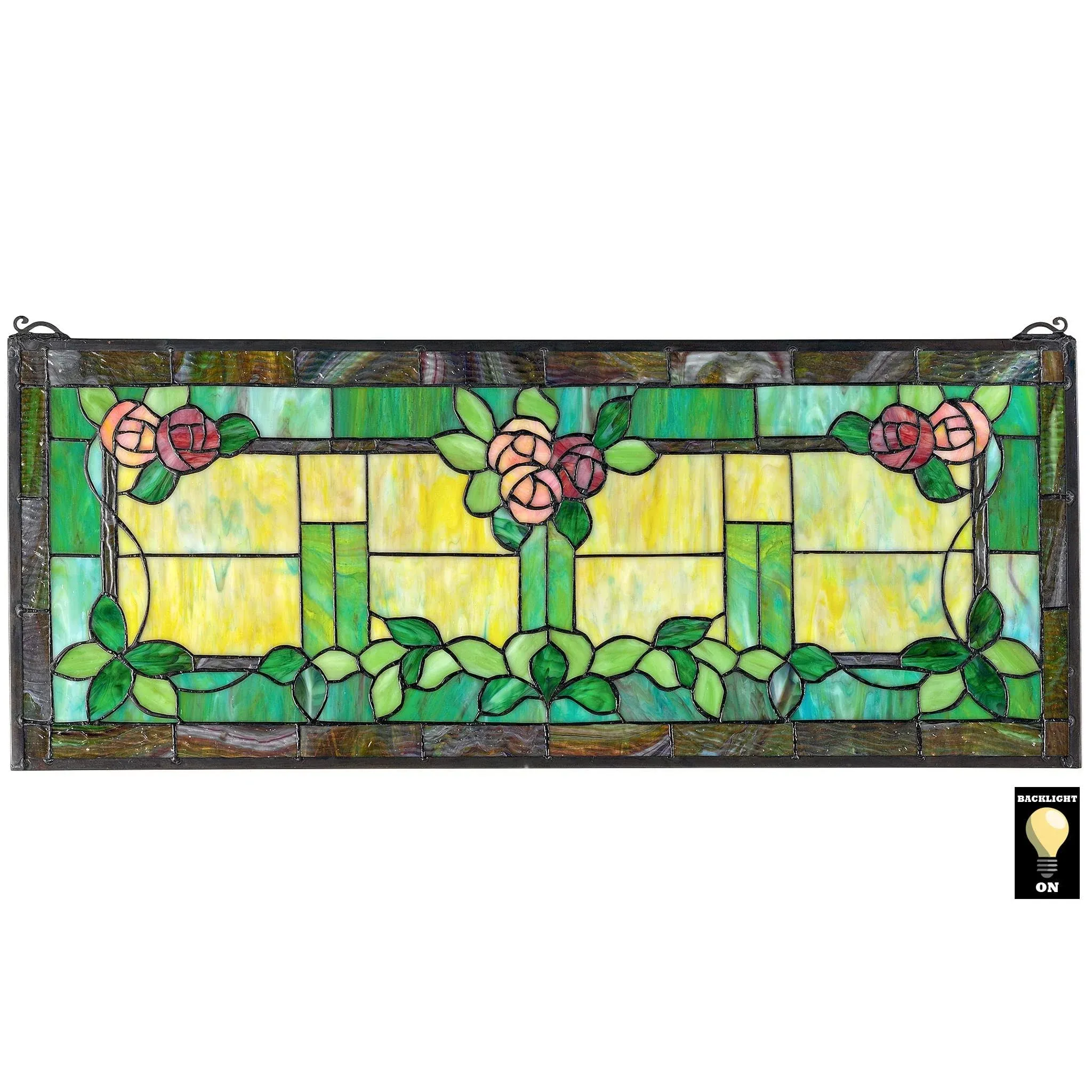 Design Toscano Rose Trellis Tiffany-style Stained Glass Window