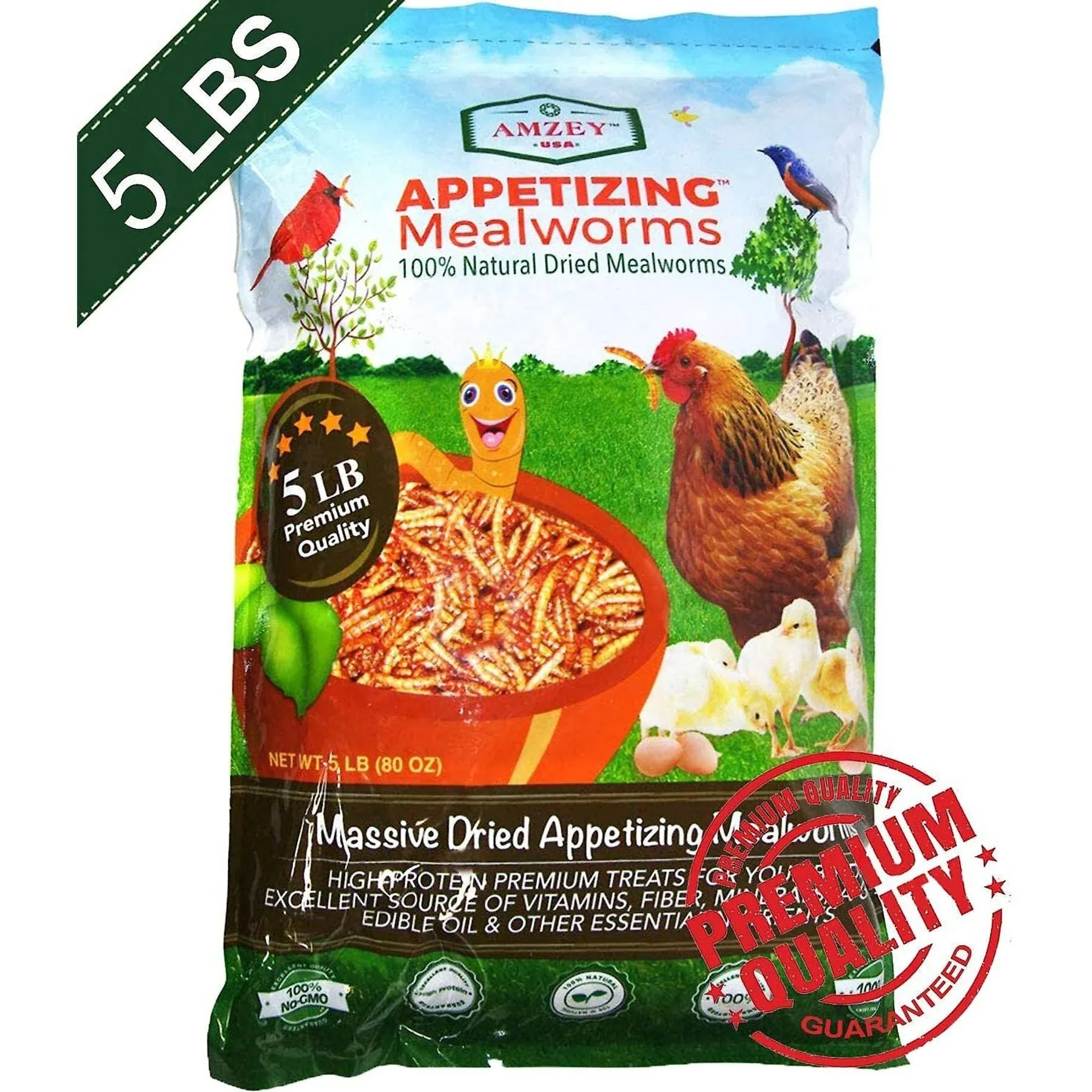 5Lb Appetizing Mealworms,Drie<wbr/>d Mealworms,High Protein for Chicken,Duck,B<wbr/>lue Bird