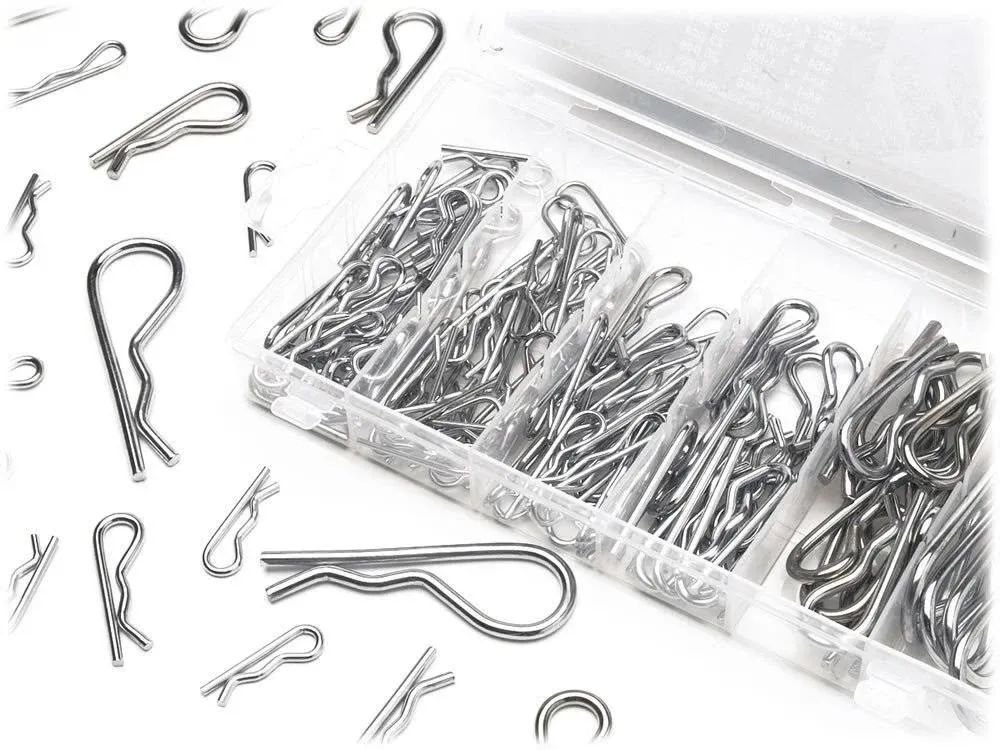 Performance Tool W5210 Hair Pin Assortment Kit, 150 Piece | Zinc Plated Steel Clips | For Use on Hitch Pin Lock System