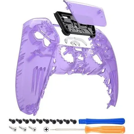 eXtremeRate Clear Atomic Purple Touchpad Front Top Shell Compatible with ps5 Controller BDM-010 020 030 040 050, DIY Replacement Shell Custom Touch Pad Cover Compatible with ps5 Controller