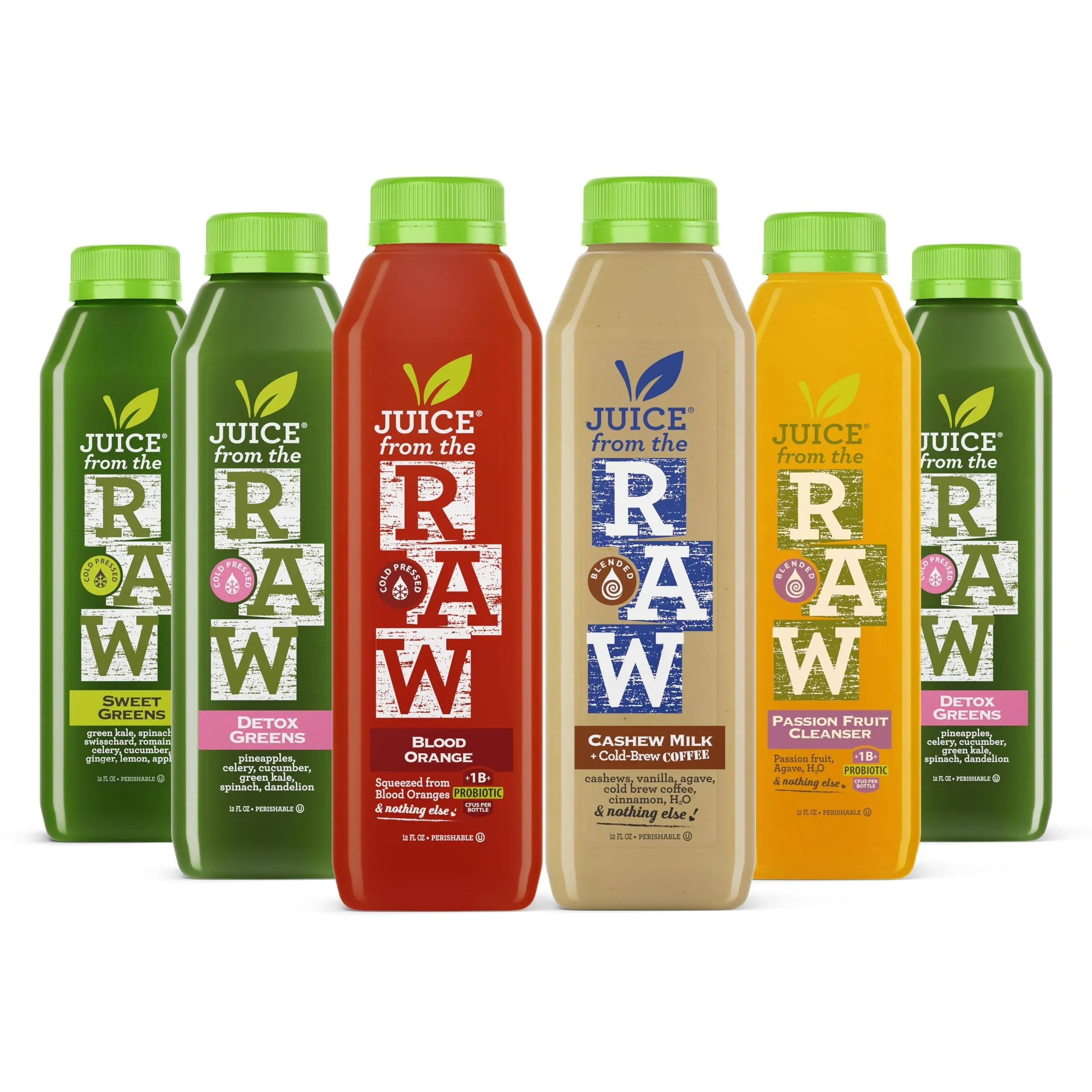 3-Day Cleanse with Cashew Coffee Milk and Probiotics by Juice from The Raw - 100% Raw Cold-Pressed Juices (18 Total 12 oz. Bottles)