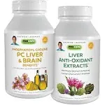 Andrew Lessman PC Liver & Brain benefits + Liver Anti-Oxidant Extracts Kit: 90 Capsules(60sg+30cp) Phosphatidyl Choline, Milk Thistle, Artichoke, Cur