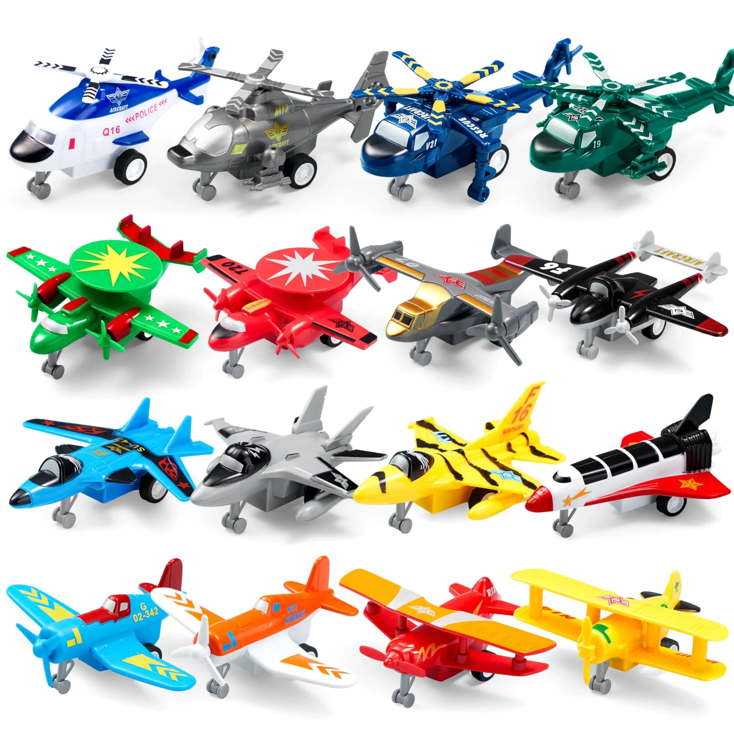 JOYIN 16 Pcs Pull Back Airplane Toys, Boys Plane Playset, Aircraft Including... 