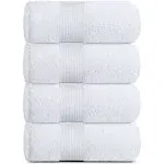 Resort Collection Soft Bath Towels | 28x55 Luxury Hotel Plush & Absorbent Cotton Bath Towel Large [4 Pack, White]