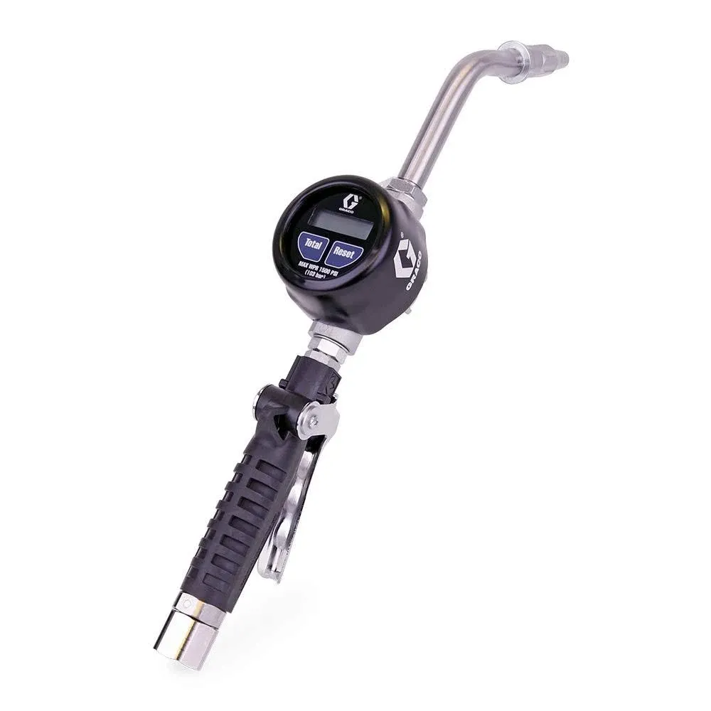 Graco Lubrication Equipment - 25C903 EM8 Electronic Manual Oil/Anti-Freeze Meter, Rigid Extension, 1/2" Inlet - NPT