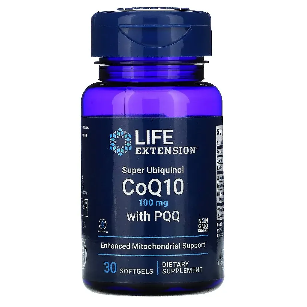 Life Extension Super Ubiquinol CoQ10 with PQQ, CoQ10, PQQ, shilajit, heart health, cellular energy support, 8x better absorption, gluten-free, 100 mg, 30 softgels