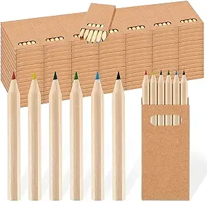 Faccito 100 Packs Mini Drawing Colored Pencils for Kids 3.5 Inch Portable Short Fat 6 Different Color Pencils in Bulk Pre Sharpened Coloring Pencils for Children Painting Classroom School Supplies