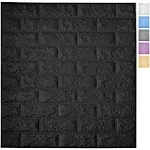 Art3d 11-Pack 64 Sq. ft Peel and Stick 3D Wall Panels for Interior Wall Decor, Self-Adhesive Foam Brick Wallpaper in Black