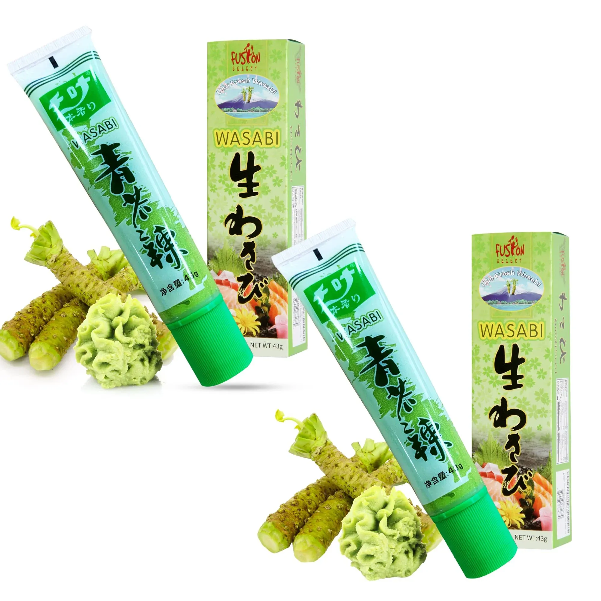 Fusion Select 2 Packs Real Authentic Japanese Wasabi Prepared in Tube for Sushi, Sashimi, Poke Bowl, Japanese Food