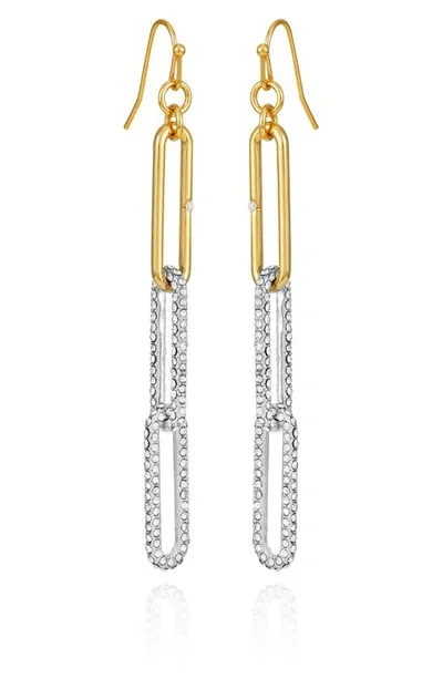 Shop Vince Camuto Pavé Crystal Link Linear Drop Earrings In Gold-tone