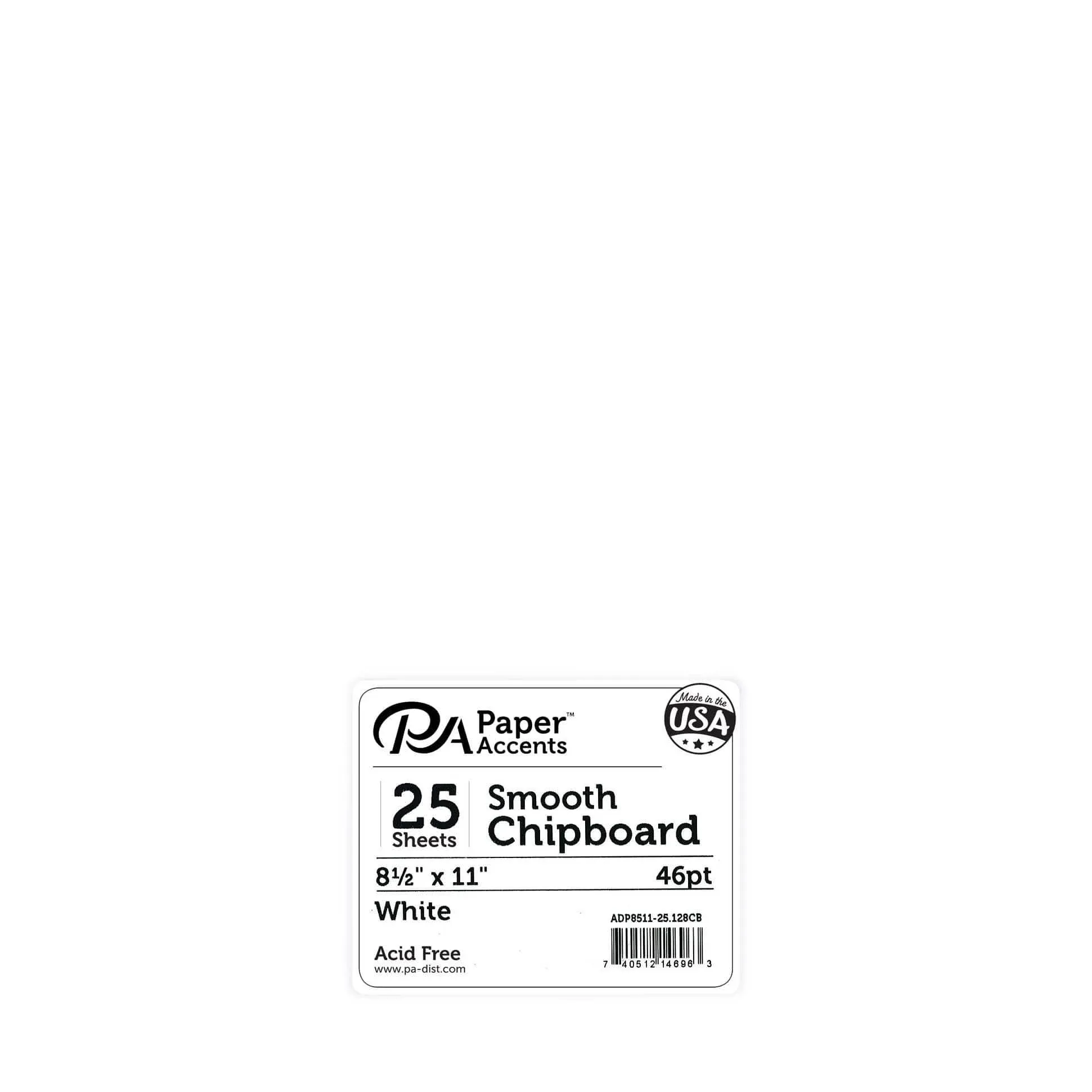 PA Paper™ Accents White 8.5" x 11" Smooth Chipboard, 25 Sheets