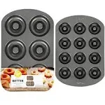 Wilton Donut Pan 2-Piece Set, 6-Cavity Mini, and 12-Cavity Standard Donuts, Scratch Resistant and Nonstick Doughnut Pan with Doughnut Molds, Made of Long Lasting Carbon Steel Construction Heats Evenly