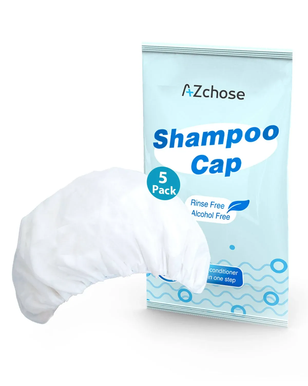 AZchose Waterless Shampoo Caps: No Rinse, Disposable, Hypoallergenic, 5 Packs.