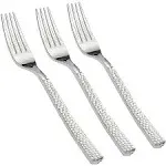 300Pcs Silver Plastic Forks,Premium Disposable Forks Polished,Speci<wbr/>al Hammered D