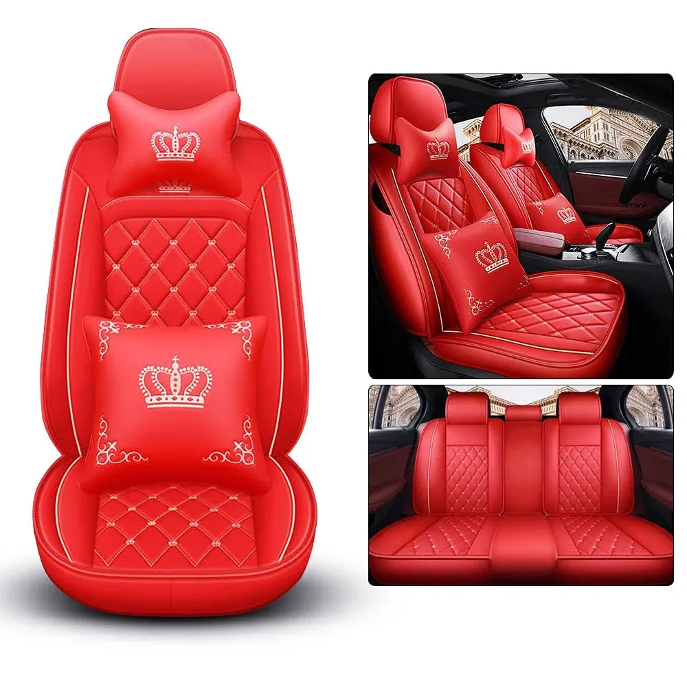 Aotiyer Full Set Car Seat Covers, Crown PU Leather Car Seat Cover Full Surround ...