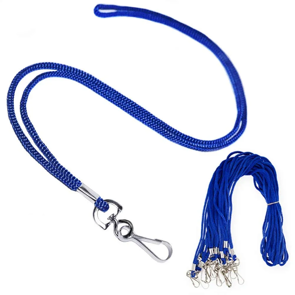 120 Pcs Blue Lanyards Premium Bulk Lanyards Round 36" with Swivel J Hook for ID Name Badge Holder, VIP, School, Kids, Coach, Conference, Festival and Hang Keys