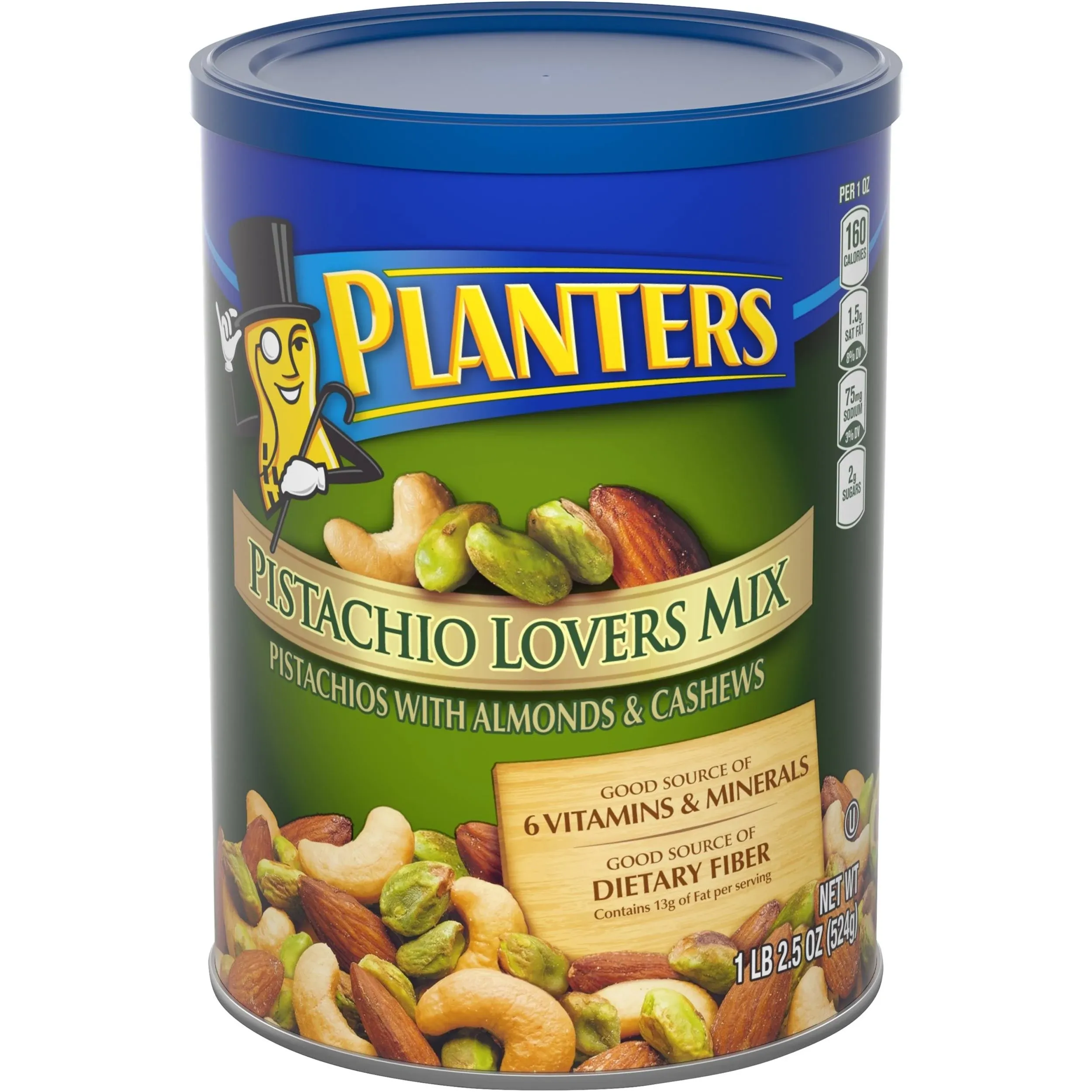 Planters Deluxe Pistachio Nut Mix with Pistachios, Almonds & Cashews, 14.5 oz Canister