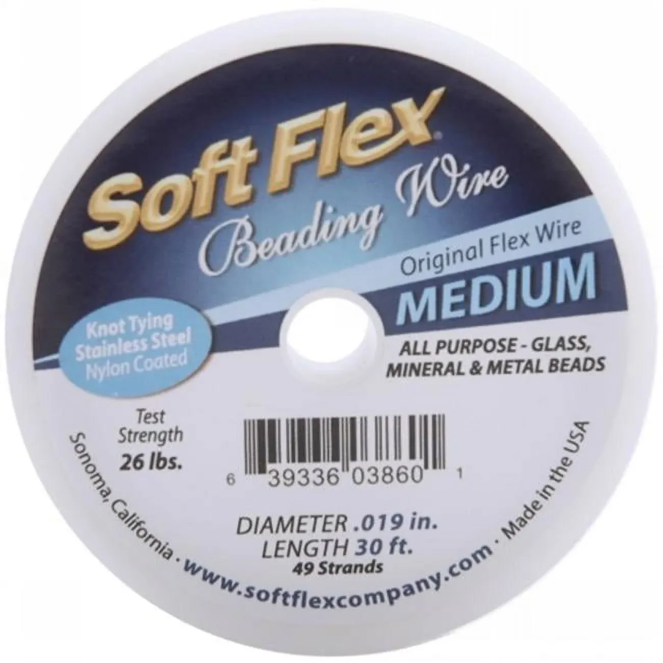 Soft Flex Wire 49 Strand .019"X30' Satin Silver