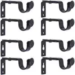 Anndason Heavy Duty Curtain Rod Brackets for 3/4 or 5/8 inch Rod , Black Color, (Set of 8)