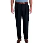 Haggar Men's Mynx Gabardine Classic Fit Pleated Front Hidden Expandable Waistband Dress Pant