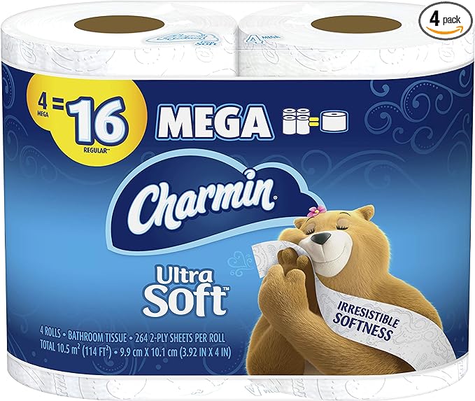 Charmin Bathroom Tissue, Mega, Ultra Soft, 2-Ply - 4 rolls