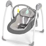 INFANS Baby Swing for Infants, Compact Portable Baby Electric Rocker for Newborn, Grey