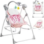 INFANS 2 in 1 Baby Swing and Bouncer for Infants, Portable Newborn Rocker with 5 Speed Sway Music Timing 3 Toys Remote Control, Easy Fold, Compact Electric Baby Swing for 0-6 Months Boy Girl