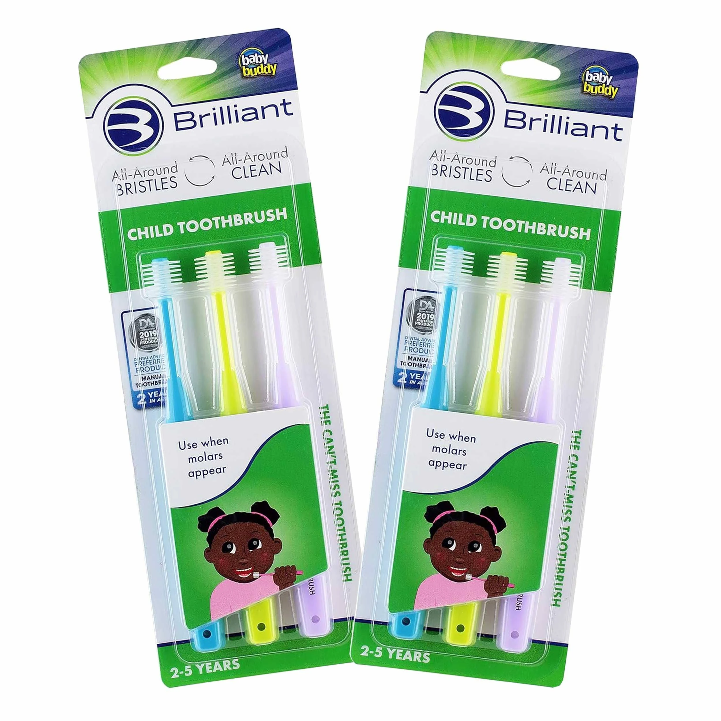 Brilliant Child Toothbrush for Ages 2-5 Years 360 Round Head Clean All-Around  | eBay